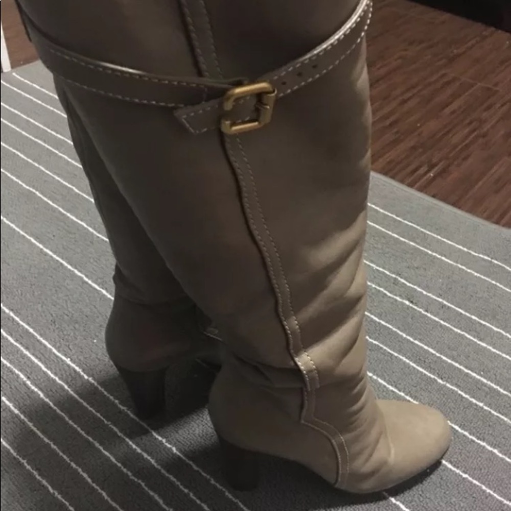 Chloe Taupe Paddington Tall Boots Buckle Size 36